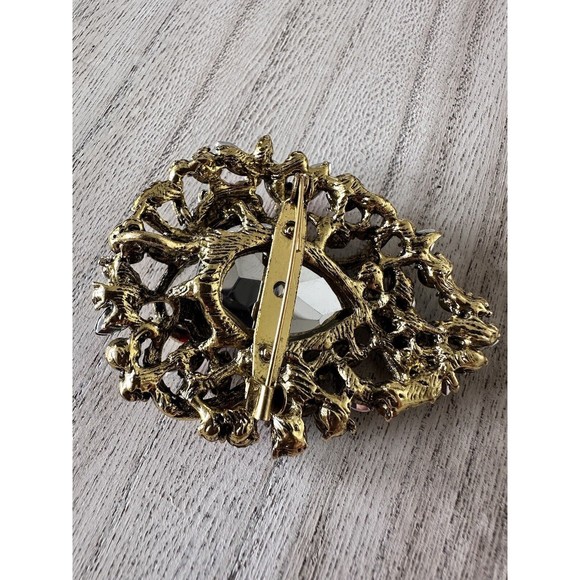 MULTI-COLOR BLUE CRYSTAL FLORAL BROOCH PIN PENDANT STUNNING EASTER SPRING - Picture 6 of 7